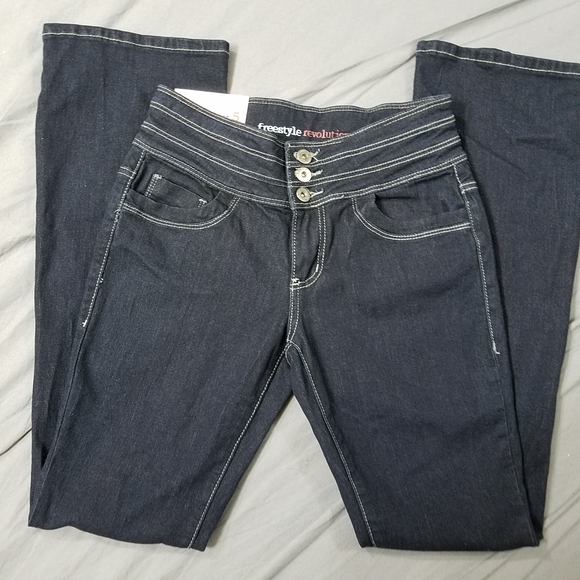 Freestyle jeans revolution jeans flare boot jeans blue women's size 5 NEW - Picture 2 of 10